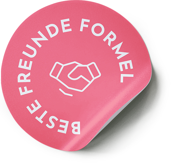 Gipfel und Grat Finanzagentur GmbH, Ravensburg, Badge Beste Freunde Formel lachsfarben